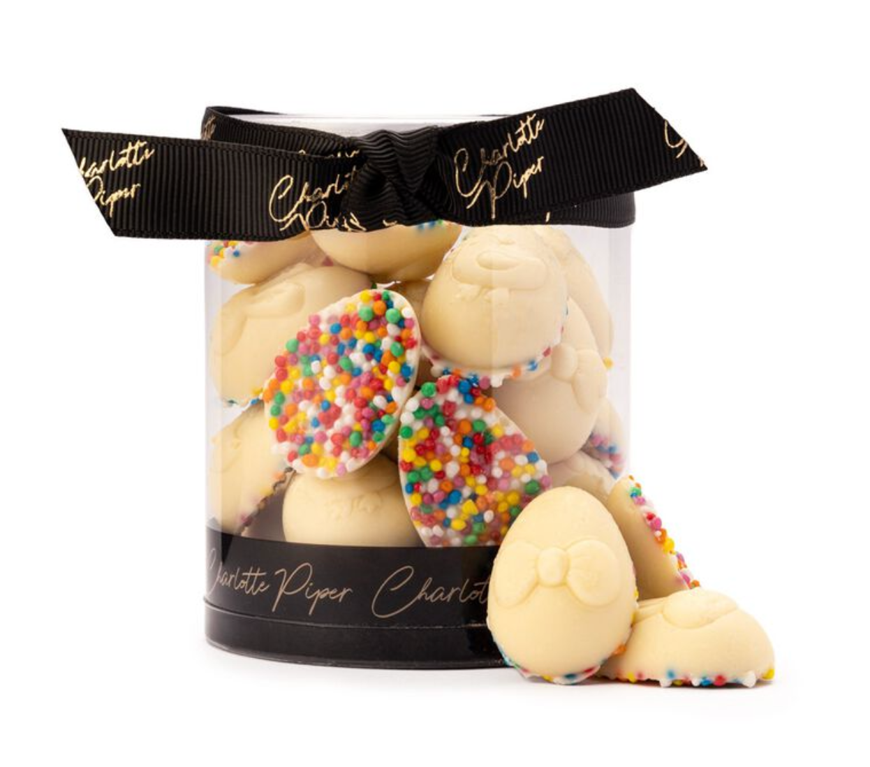 White Chocolate Half Eggs with Sprinkles