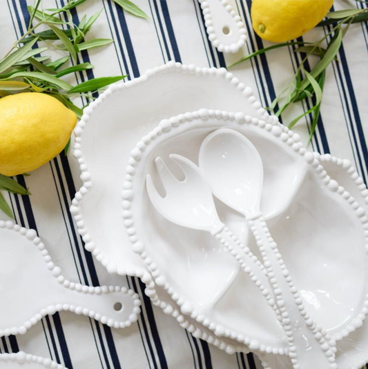 Melamine Pearl Salad Servers - White