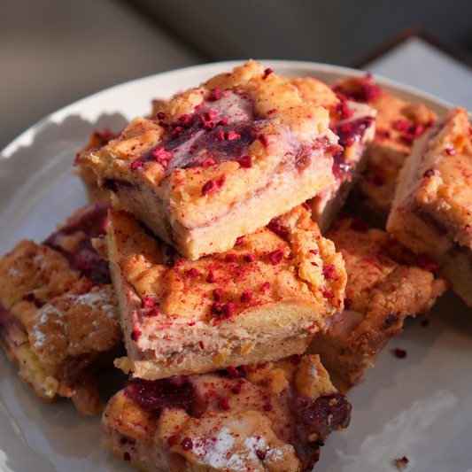 Rhubarb and Raspberry Slice